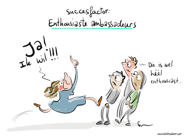 Cartoon succesfactor: enthousiaste ambassadeurs